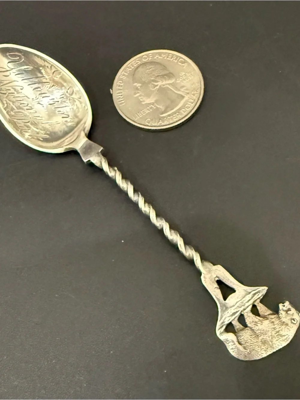 Vintage Yellowstone National Park Sterling Silver Bear Handle 4” Souvenir Spoon